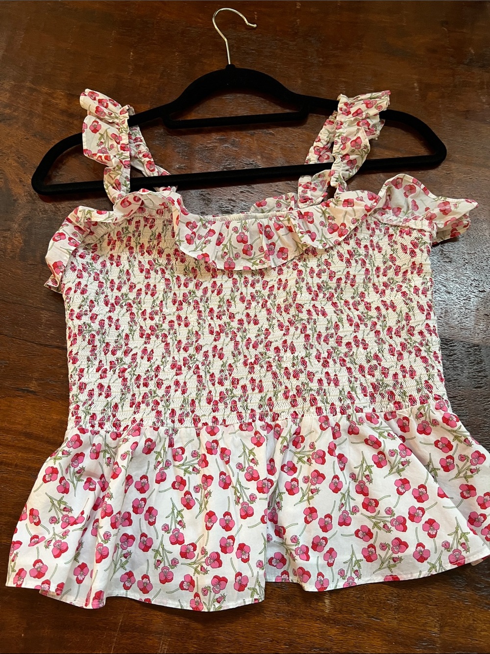 J. CREW x Liberty Ros Floral Fabric Smocked Ruffle Tank Top Women's Size M - Picture 7 of 15